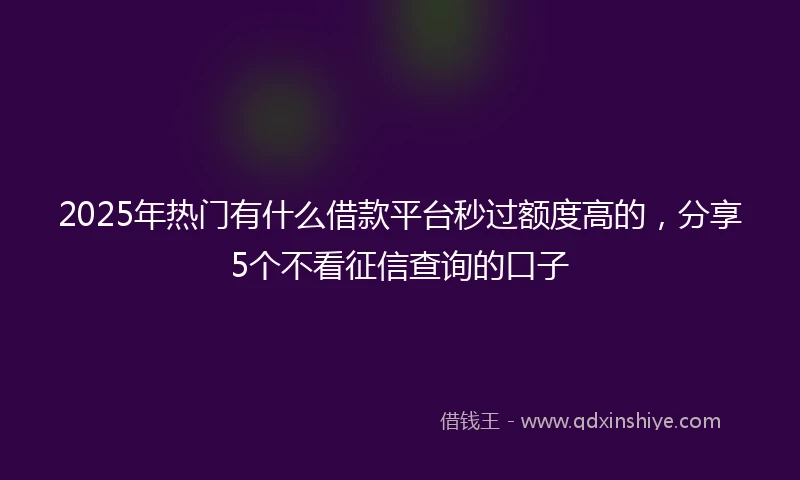 2025年热门有什么借款平台秒过额度高的，分享5个不看征信查询的口子
