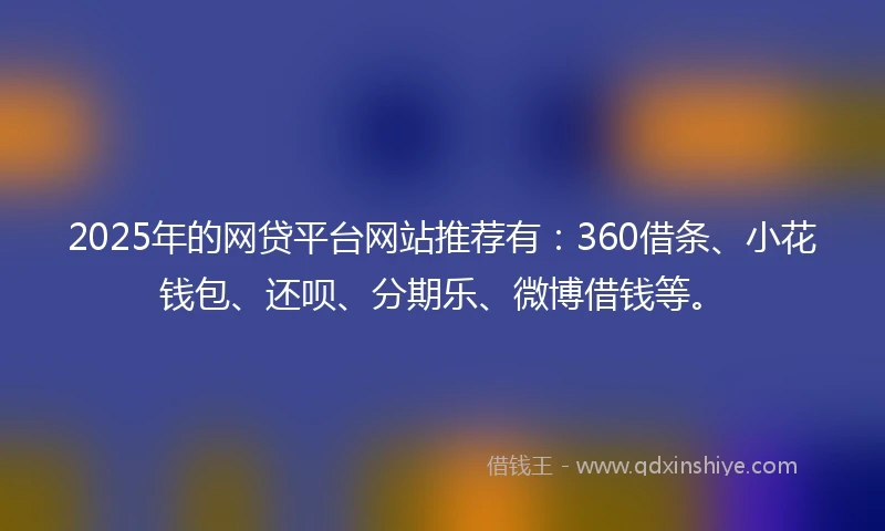 2025年的网贷平台网站推荐有：360借条、小花钱包、还呗、分期乐、微博借钱等。