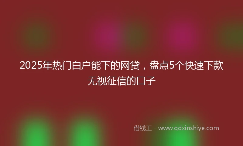 2025年热门白户能下的网贷，盘点5个快速下款无视征信的口子