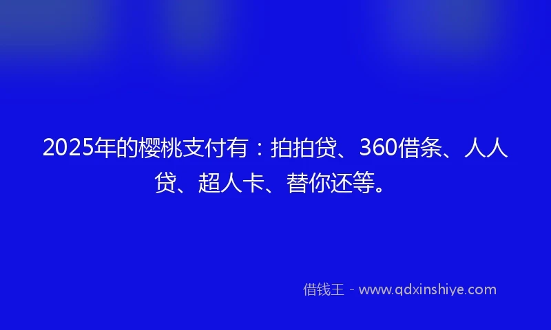 2025年的樱桃支付有：拍拍贷、360借条、人人贷、超人卡、替你还等。