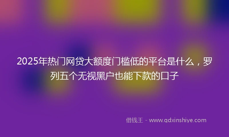 2025年热门网贷大额度门槛低的平台是什么，罗列五个无视黑户也能下款的口子
