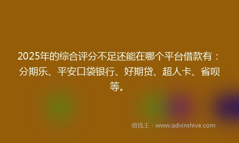 2025年的综合评分不足还能在哪个平台借款有：分期乐、平安口袋银行、好期贷、超人卡、省呗等。