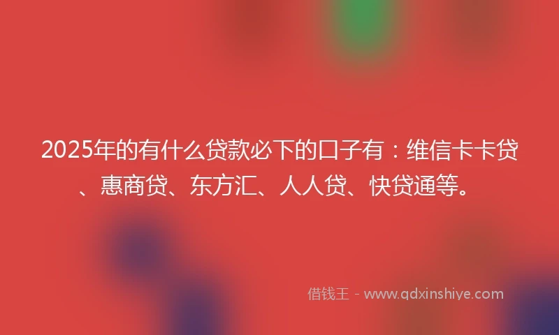 2025年的有什么贷款必下的口子有：维信卡卡贷、惠商贷、东方汇、人人贷、快贷通等。