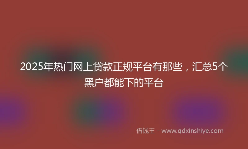 2025年热门网上贷款正规平台有那些，汇总5个黑户都能下的平台