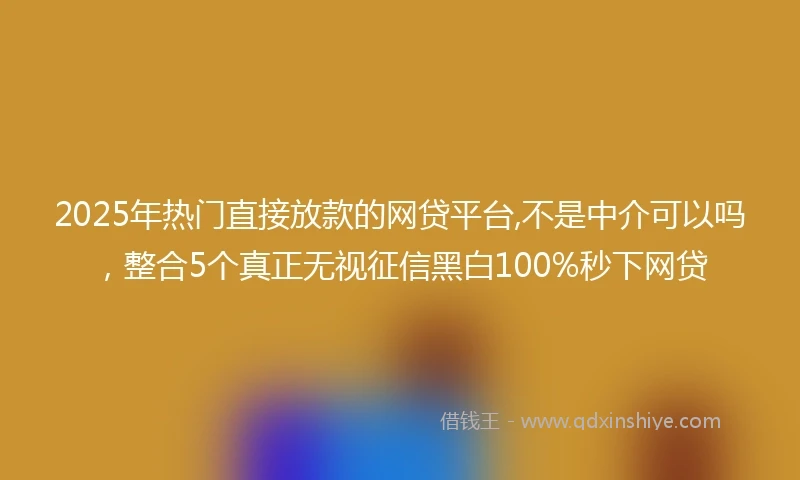 2025年热门直接放款的网贷平台,不是中介可以吗，整合5个真正无视征信黑白100%秒下网贷