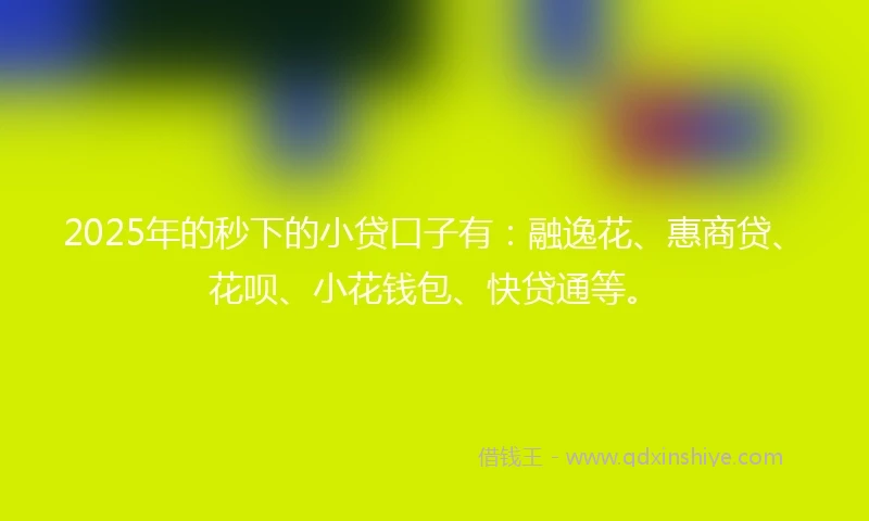 2025年的秒下的小贷口子有：融逸花、惠商贷、花呗、小花钱包、快贷通等。