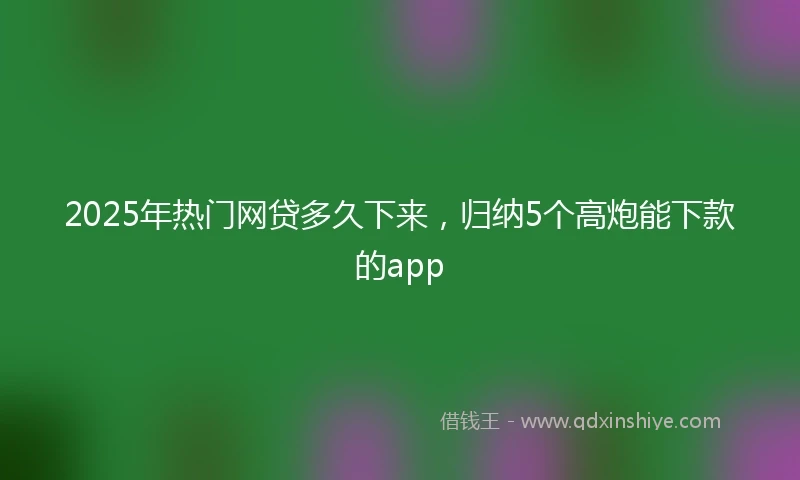 2025年热门网贷多久下来，归纳5个高炮能下款的app