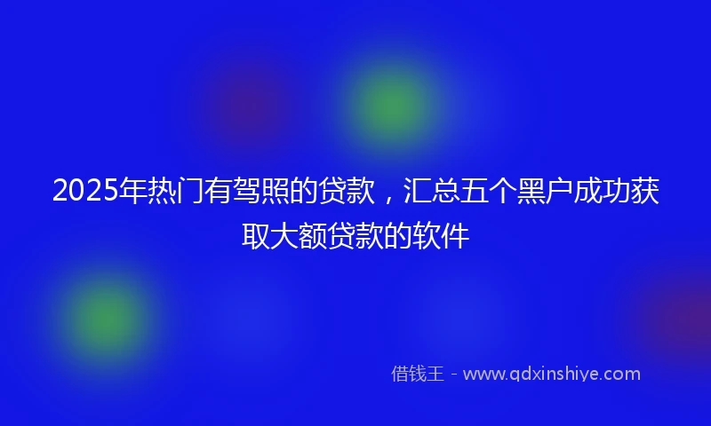 2025年热门有驾照的贷款，汇总五个黑户成功获取大额贷款的软件