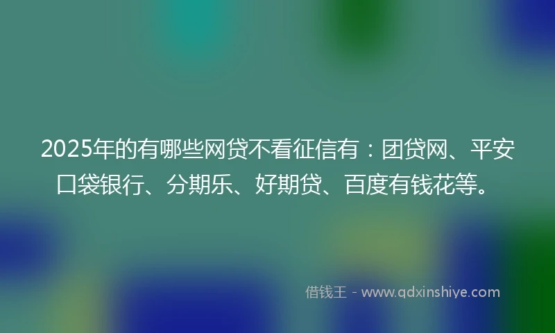 2025年的有哪些网贷不看征信有：团贷网、平安口袋银行、分期乐、好期贷、百度有钱花等。