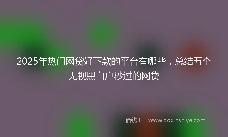 2025年热门网贷好下款的平台有哪些，总结五个无视黑白户秒过的网贷