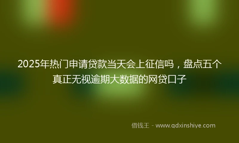 2025年热门申请贷款当天会上征信吗，盘点五个真正无视逾期大数据的网贷口子