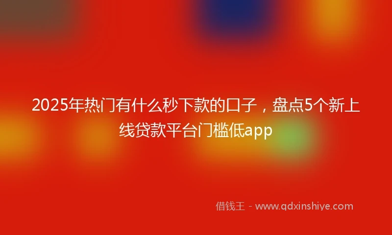 2025年热门有什么秒下款的口子，盘点5个新上线贷款平台门槛低app