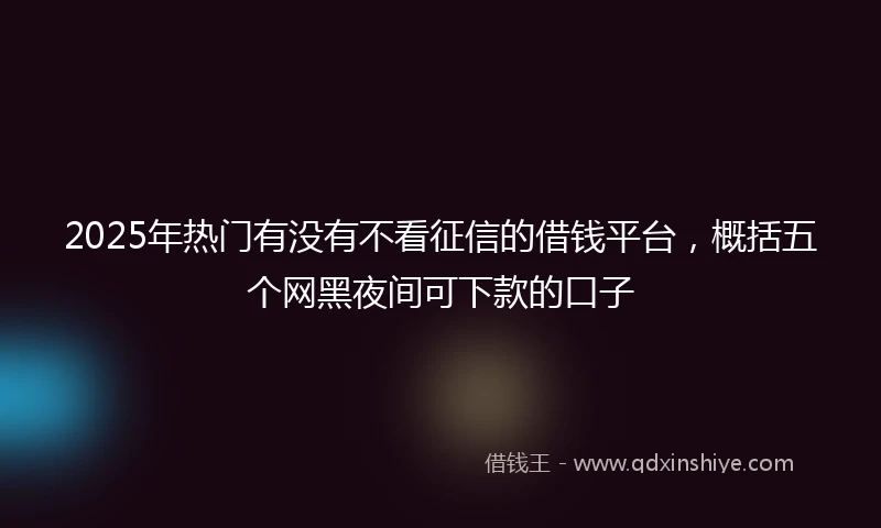 2025年热门有没有不看征信的借钱平台，概括五个网黑夜间可下款的口子