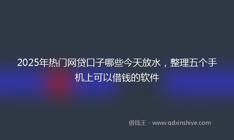2025年热门网贷口子哪些今天放水，整理五个手机上可以借钱的软件