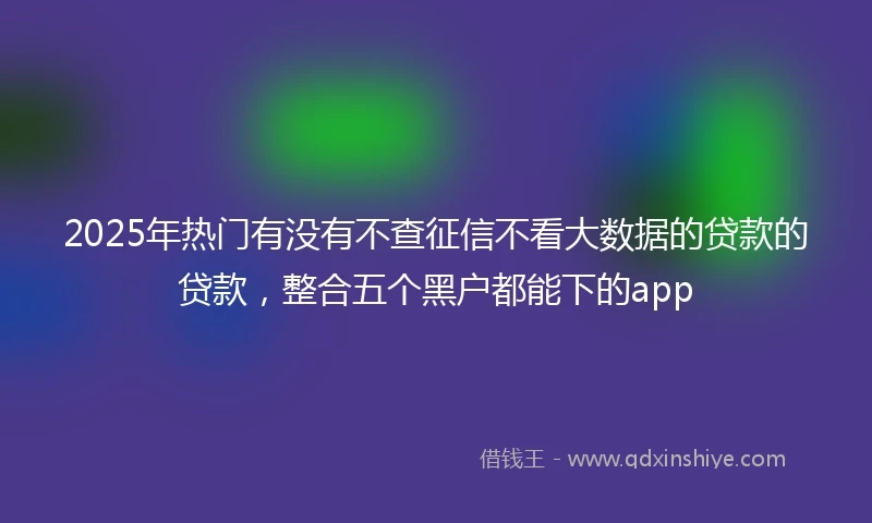 2025年热门有没有不查征信不看大数据的贷款的贷款，整合五个黑户都能下的app