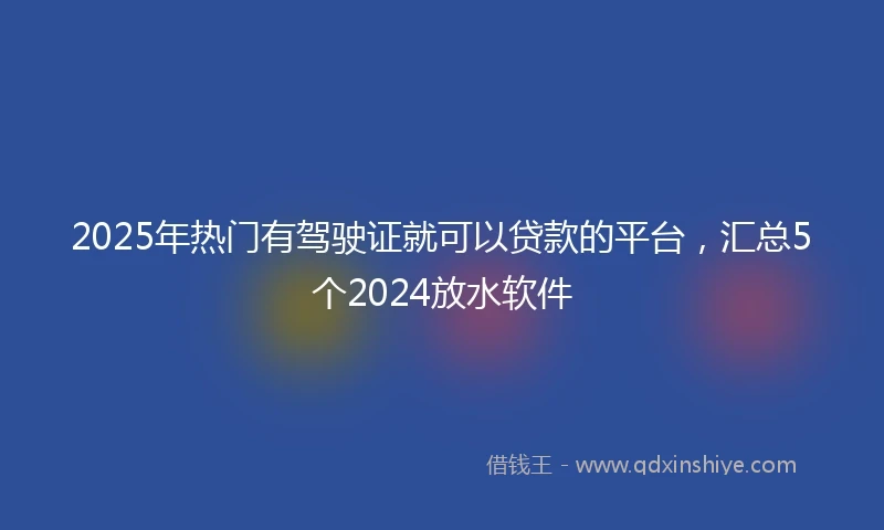 2025年热门有驾驶证就可以贷款的平台，汇总5个2024放水软件