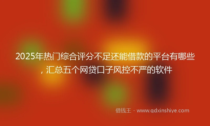 2025年热门综合评分不足还能借款的平台有哪些，汇总五个网贷口子风控不严的软件