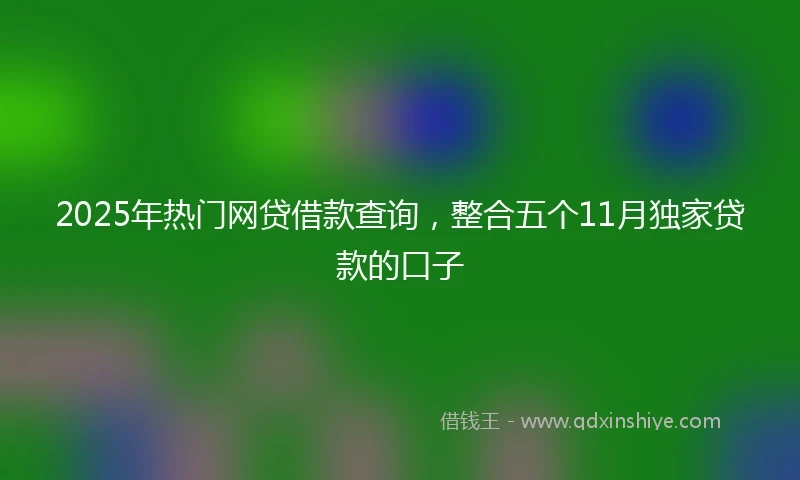 2025年热门网贷借款查询，整合五个11月独家贷款的口子