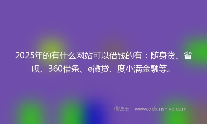 2025年的有什么网站可以借钱的有：随身贷、省呗、360借条、e微贷、度小满金融等。
