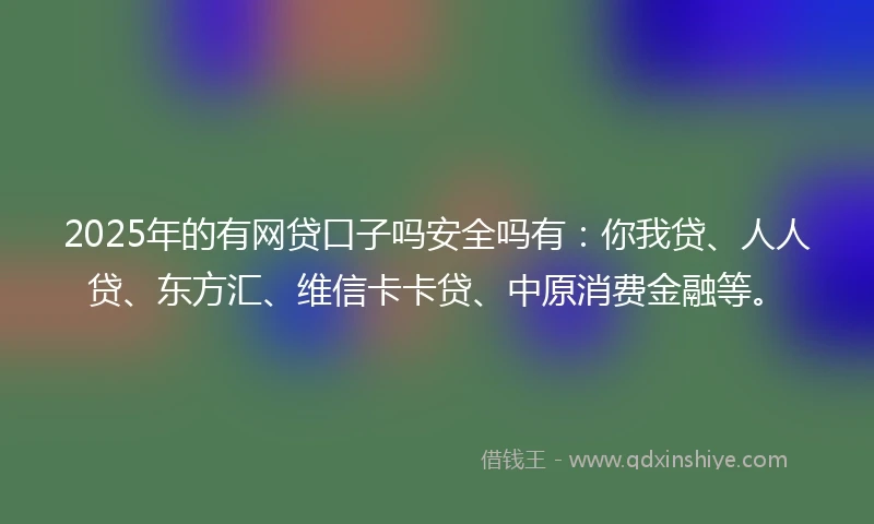 2025年的有网贷口子吗安全吗有：你我贷、人人贷、东方汇、维信卡卡贷、中原消费金融等。