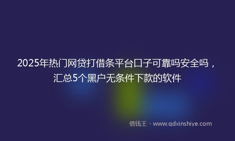 2025年热门网贷打借条平台口子可靠吗安全吗，汇总5个黑户无条件下款的软件