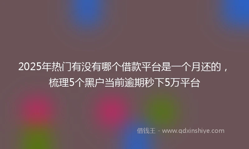 2025年热门有没有哪个借款平台是一个月还的，梳理5个黑户当前逾期秒下5万平台