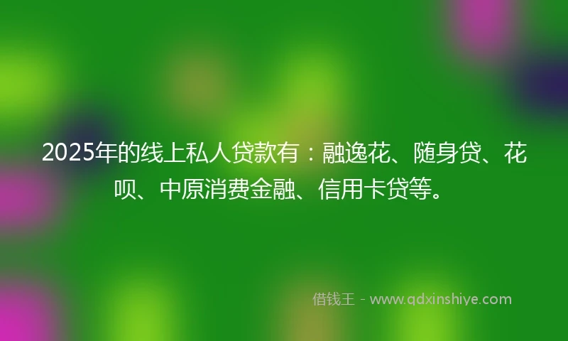 2025年的线上私人贷款有：融逸花、随身贷、花呗、中原消费金融、信用卡贷等。