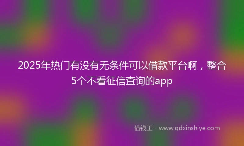 2025年热门有没有无条件可以借款平台啊，整合5个不看征信查询的app