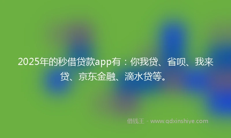 2025年的秒借贷款app有：你我贷、省呗、我来贷、京东金融、滴水贷等。