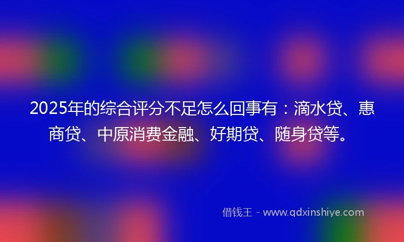 2025年的综合评分不足怎么回事有:滴水贷、惠商贷、中原消费金融、好期贷、随身贷等。