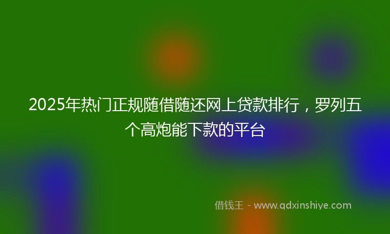 2025年热门正规随借随还网上贷款排行，罗列五个高炮能下款的平台