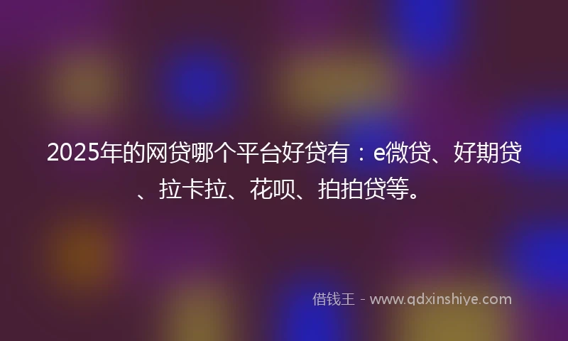 2025年的网贷哪个平台好贷有：e微贷、好期贷、拉卡拉、花呗、拍拍贷等。