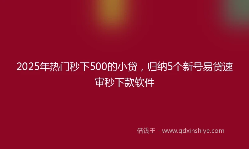 2025年热门秒下500的小贷，归纳5个新号易贷速审秒下款软件