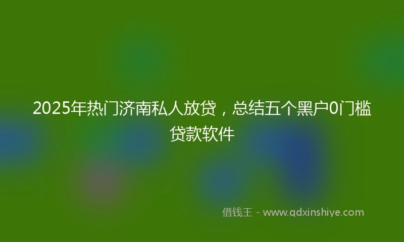 2025年热门济南私人放贷，总结五个黑户0门槛贷款软件