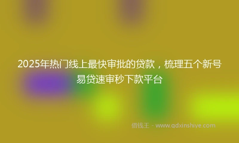 2025年热门线上最快审批的贷款，梳理五个新号易贷速审秒下款平台