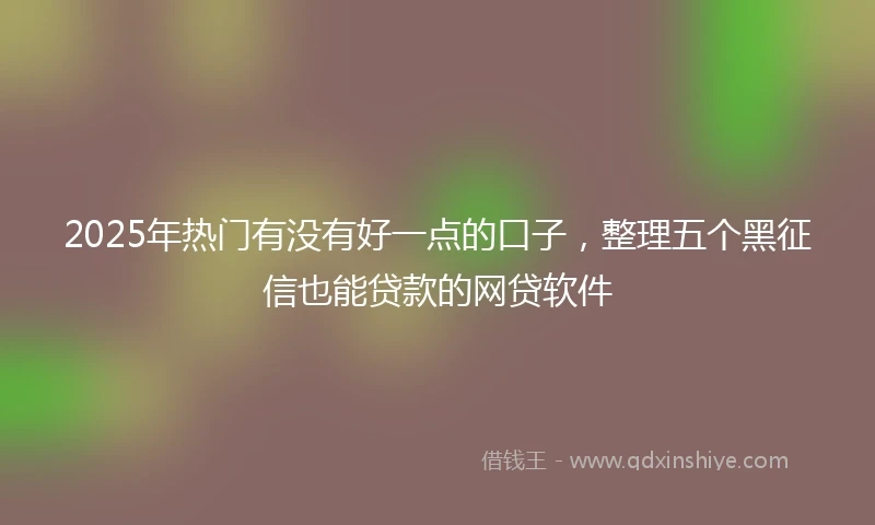 2025年热门有没有好一点的口子，整理五个黑征信也能贷款的网贷软件
