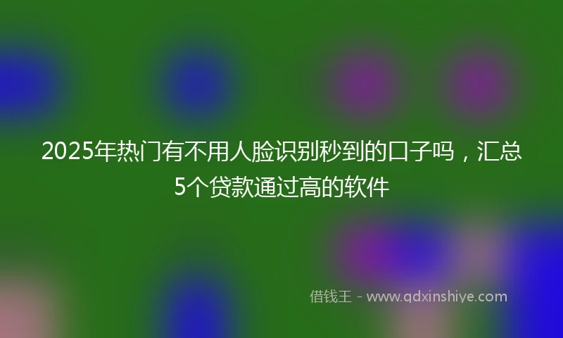 2025年热门有不用人脸识别秒到的口子吗，汇总5个贷款通过高的软件