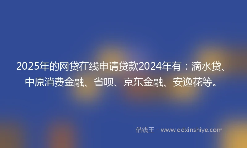 2025年的网贷在线申请贷款2024年有：滴水贷、中原消费金融、省呗、京东金融、安逸花等。