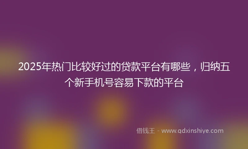 2025年热门比较好过的贷款平台有哪些，归纳五个新手机号容易下款的平台