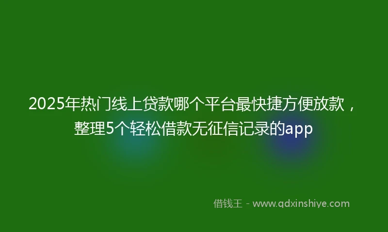 2025年热门线上贷款哪个平台最快捷方便放款，整理5个轻松借款无征信记录的app