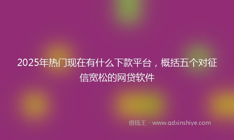 2025年热门现在有什么下款平台，概括五个对征信宽松的网贷软件