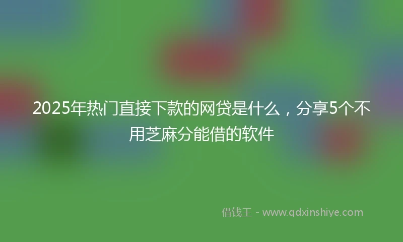 2025年热门直接下款的网贷是什么，分享5个不用芝麻分能借的软件
