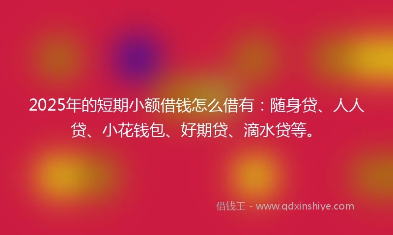 2025年的短期小额借钱怎么借有：随身贷、人人贷、小花钱包、好期贷、滴水贷等。