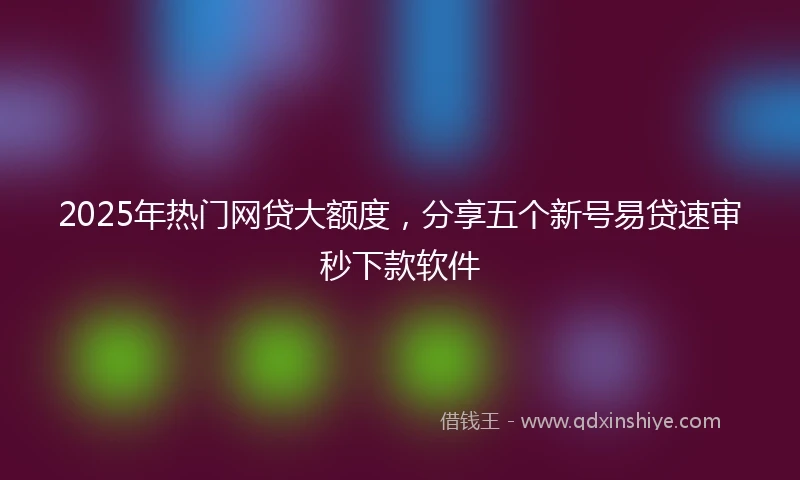 2025年热门网贷大额度，分享五个新号易贷速审秒下款软件