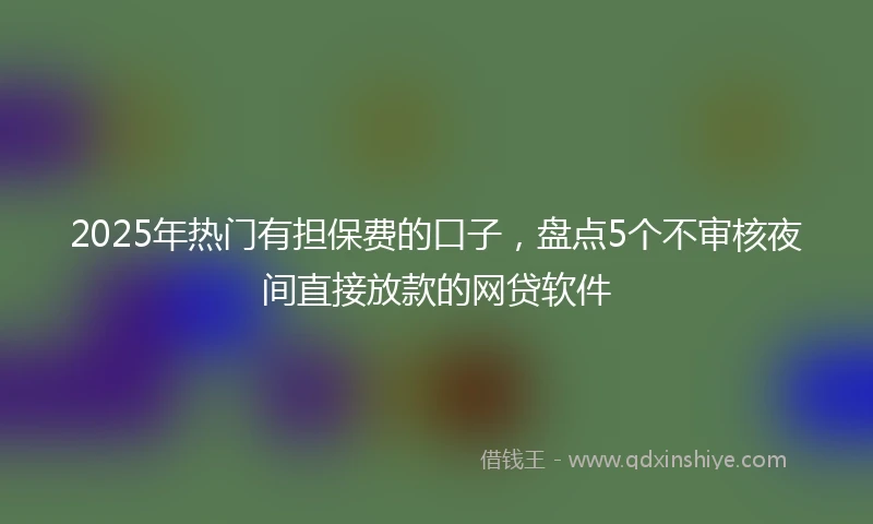2025年热门有担保费的口子，盘点5个不审核夜间直接放款的网贷软件