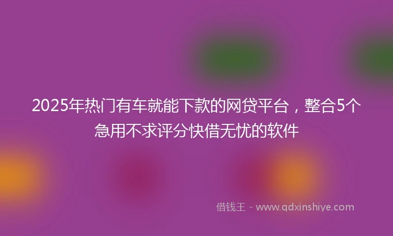 2025年热门有车就能下款的网贷平台，整合5个急用不求评分快借无忧的软件