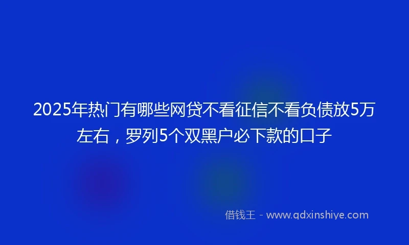 2025年热门有哪些网贷不看征信不看负债放5万左右，罗列5个双黑户必下款的口子