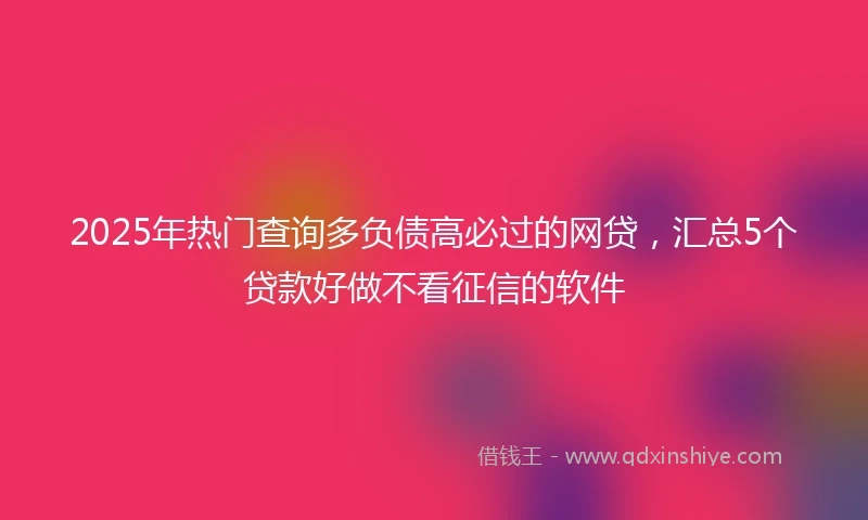 2025年热门查询多负债高必过的网贷，汇总5个贷款好做不看征信的软件