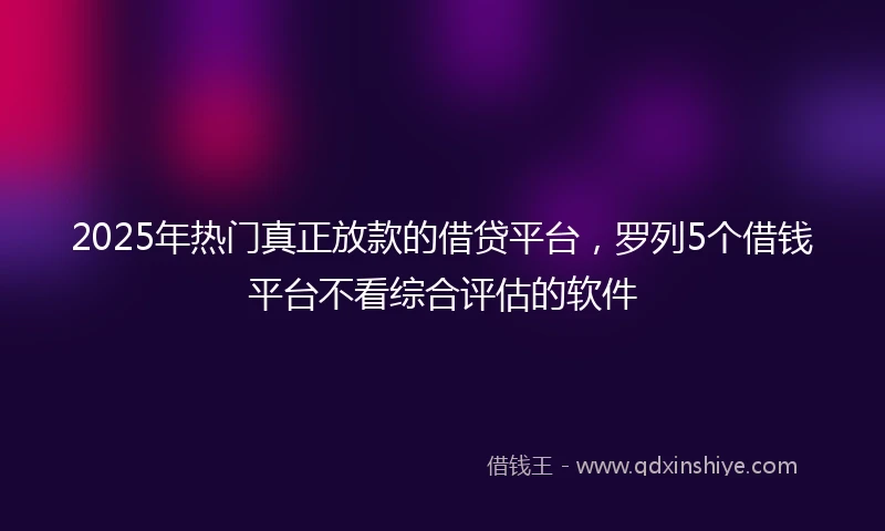 2025年热门真正放款的借贷平台，罗列5个借钱平台不看综合评估的软件