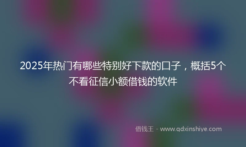2025年热门有哪些特别好下款的口子，概括5个不看征信小额借钱的软件